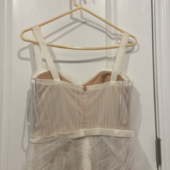 New Marchesa Notte Sleeveless Textured Tulle Tea Length Ivory Gown NWT Size 6 - Picture 7 of 11